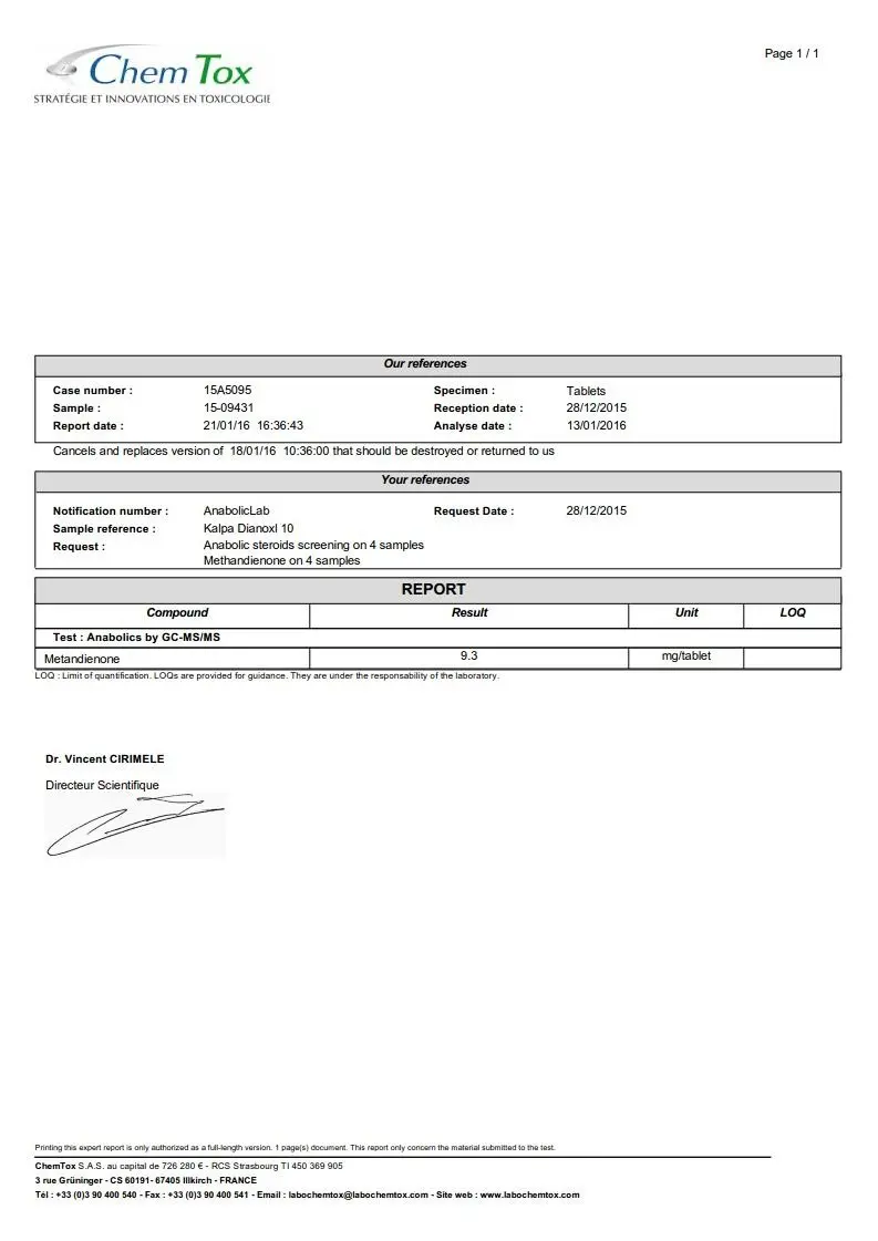 dianoxyl 10 lab test results